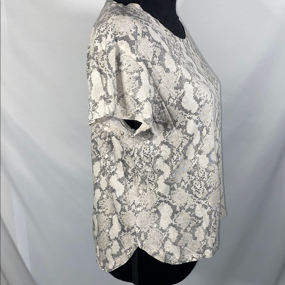 H&M Snake Print Short Sleeve Top White & Gray Small - Picture 5 of 9